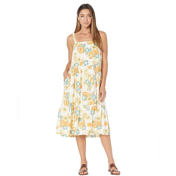 NWT! Roxy Women's Think of Me Floral Midi Tiered Dress Size Large - Picture 4 of 4